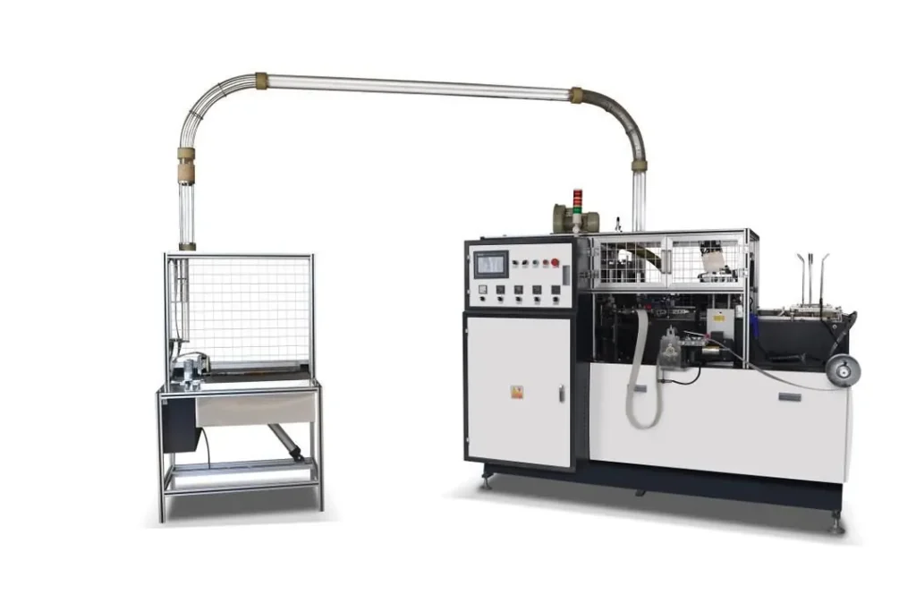 Paper cup machine used to plan servo synchronization checks where servo axes are fitted